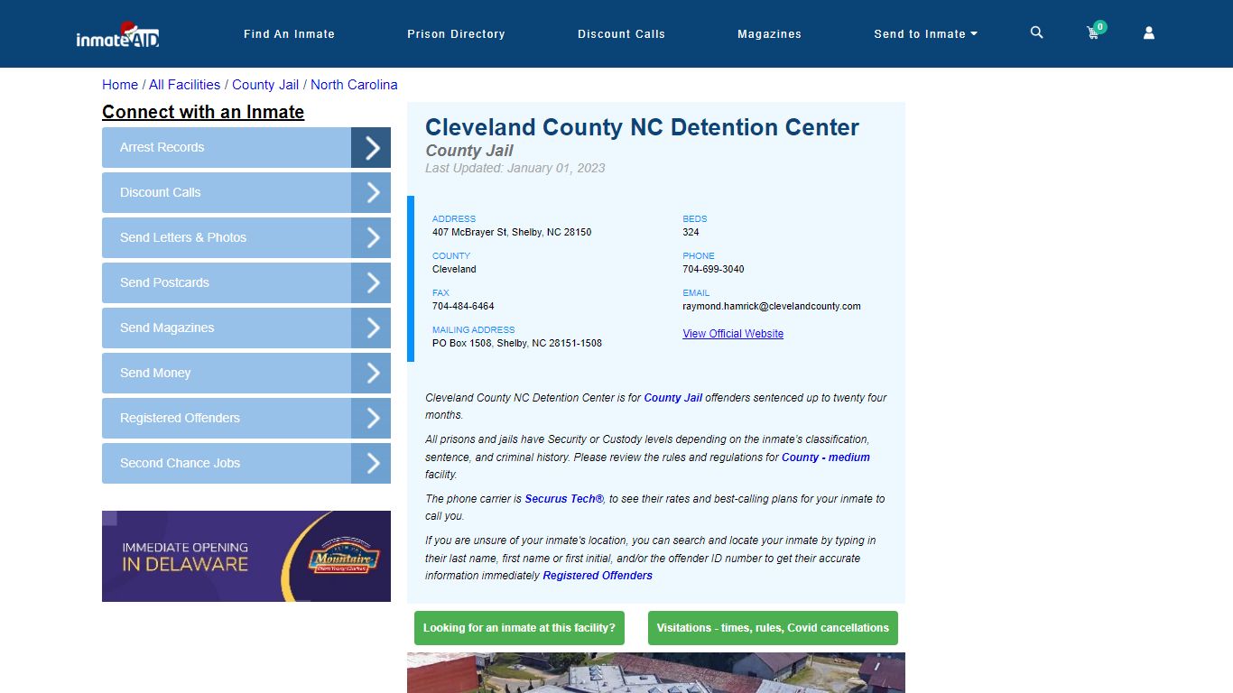 Cleveland County NC Detention Center - Inmate Locator - Shelby, NC